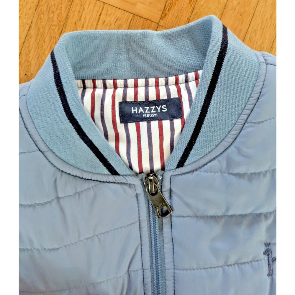 HAZZYS Kids Puffer Vest 13y Blue Zip Korean Lined Down Quilted